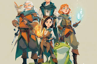 draw dnd character and dnd party illustration