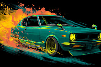 create draw jdm car illustration design for t shirt