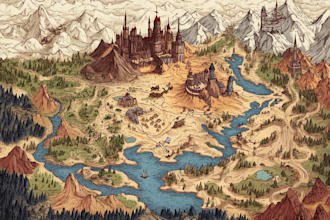 make fantasy map illustration for novels and games