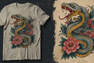 illustration in traditional tattoo or vintage graphic shirt design