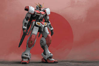 draw mecha gundam and humanoid character concept for you