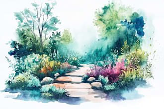 draw a watercolor landscape illustration