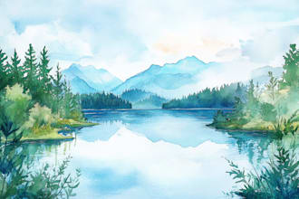 draw a watercolor landscape illustration