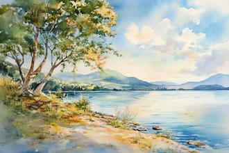 draw a watercolor landscape illustration