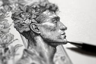draw line art illustration with ink