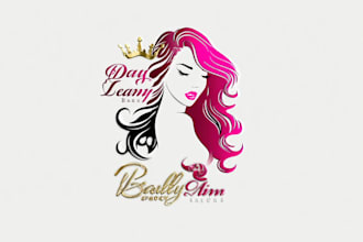 design feminine beauty salon,eyelashes,hair and eyelash extension logo