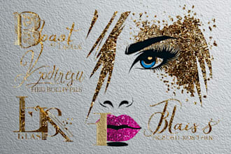 design beautiful feminine fashion, beauty salon glitter logo
