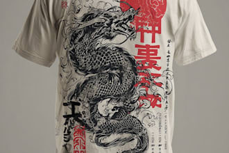 do a japanese t shirt illustration