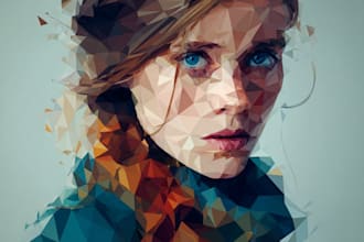design a marvelous geometric low poly portrait illustration