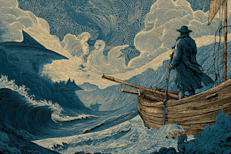 create custom linocut illustration in vintage woodcut style