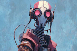 draw cool robot or cyborg character