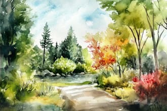 draw a watercolor landscape illustration