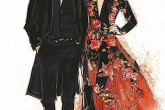 create digital illustration for fashion design art