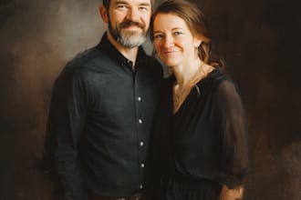 illustrate a romantic family couple portrait