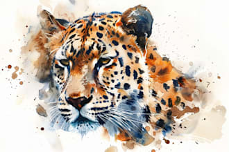 paint animals watercolor or digital illustration