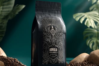 design premium coffee labels, pouch, bags, product packaging