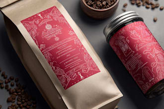 create a coffee bag, packaging and label sticker design