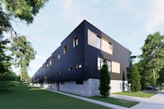 transform 2d drawing into realism townhouse design,site plan,modern urban living