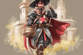draw dnd character and dnd party illustration