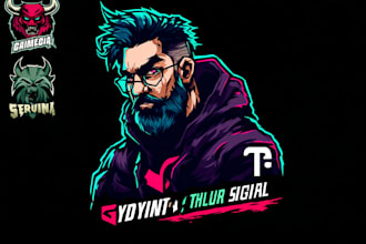 do custom cartoon or mascot logo for, kick, twitch, esports