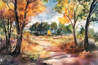 draw a watercolor landscape illustration