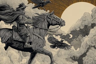 draw bold linocut illustration for packaging and merch