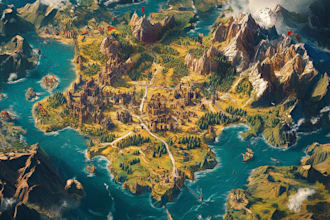create event, tourist, and fantasy map illustration
