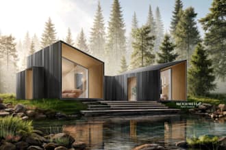 draw an architectural exterior sketch for house or building