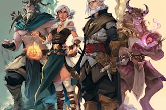 draw your dnd rpg character or party illustration art