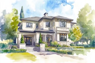 paint a house in watercolors