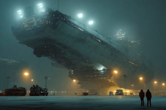 illustrate epic sci fi spaceship concept art
