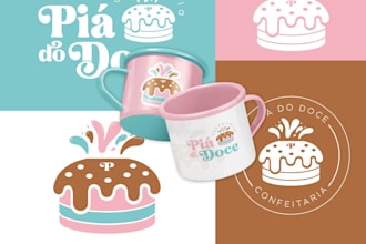 do luxury birthday cake logo design for cake shop, brand, or studio