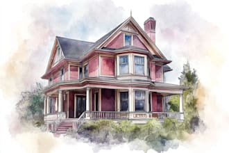 paint watercolor house portrait