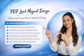 design a branded PDF lead magnet, canva ebook workbook or lead magnet