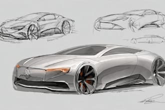 sketch a car or vehicle design concept using digital drawing
