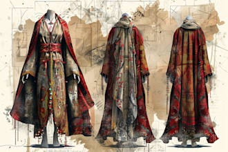 draw a fashion illustration and tech pack design
