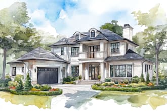 paint your house in watercolor painting style
