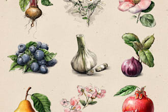 draw line art illustration botanical and flower beautifully