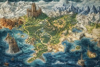 create a fantastic map for a book or board game