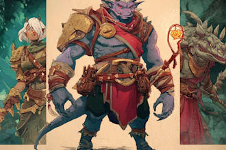 draw your dnd rpg character or party illustration art