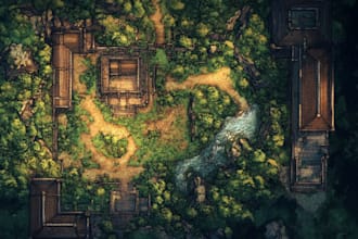 design a professional fantasy world map or dnd map illustration