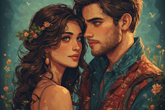 illustrate a romantic couple portrait
