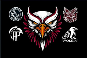design an eagle, lion, animal logo and bird illustration