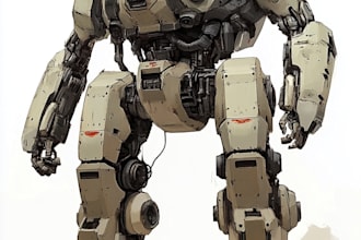 illustrate high quality futuristic mecha designs