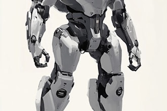 design sci fi mecha and robot concept art