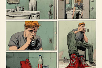 draw cinematic comic scene illustration