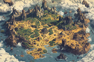 make fantasy map illustration for, novels and games