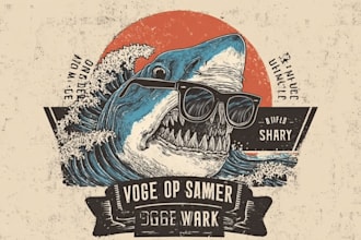 do beach skull summer shark vintage logo