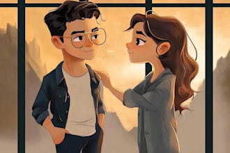 draw a lovely couple caricature for wedding or anniversary