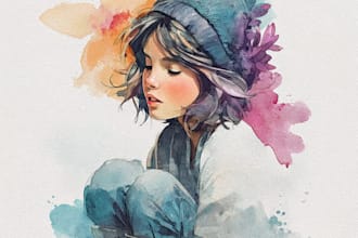 make unique watercolor character illustration